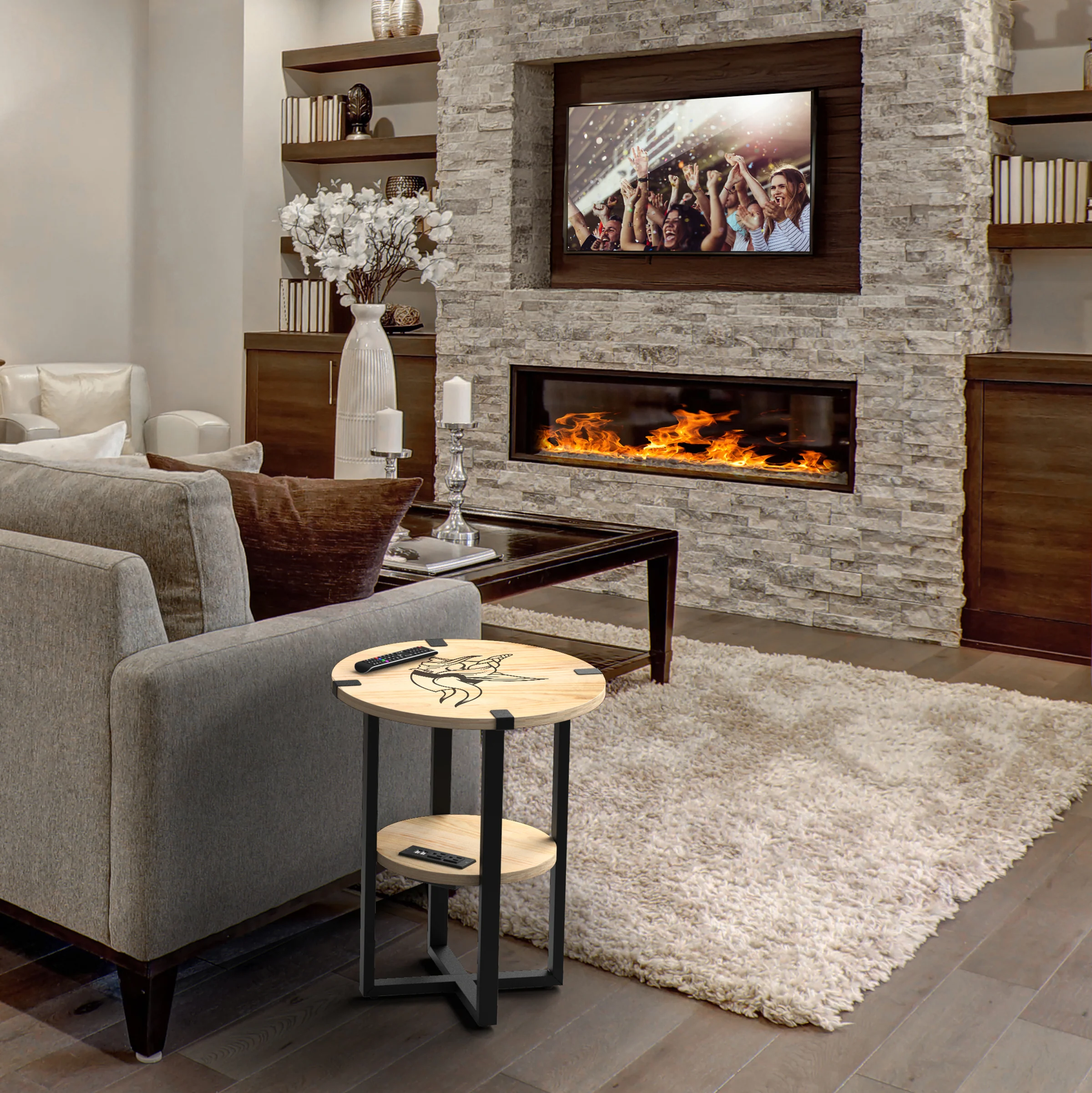 NFL Licensed Round Side Table with Charger - Image 35