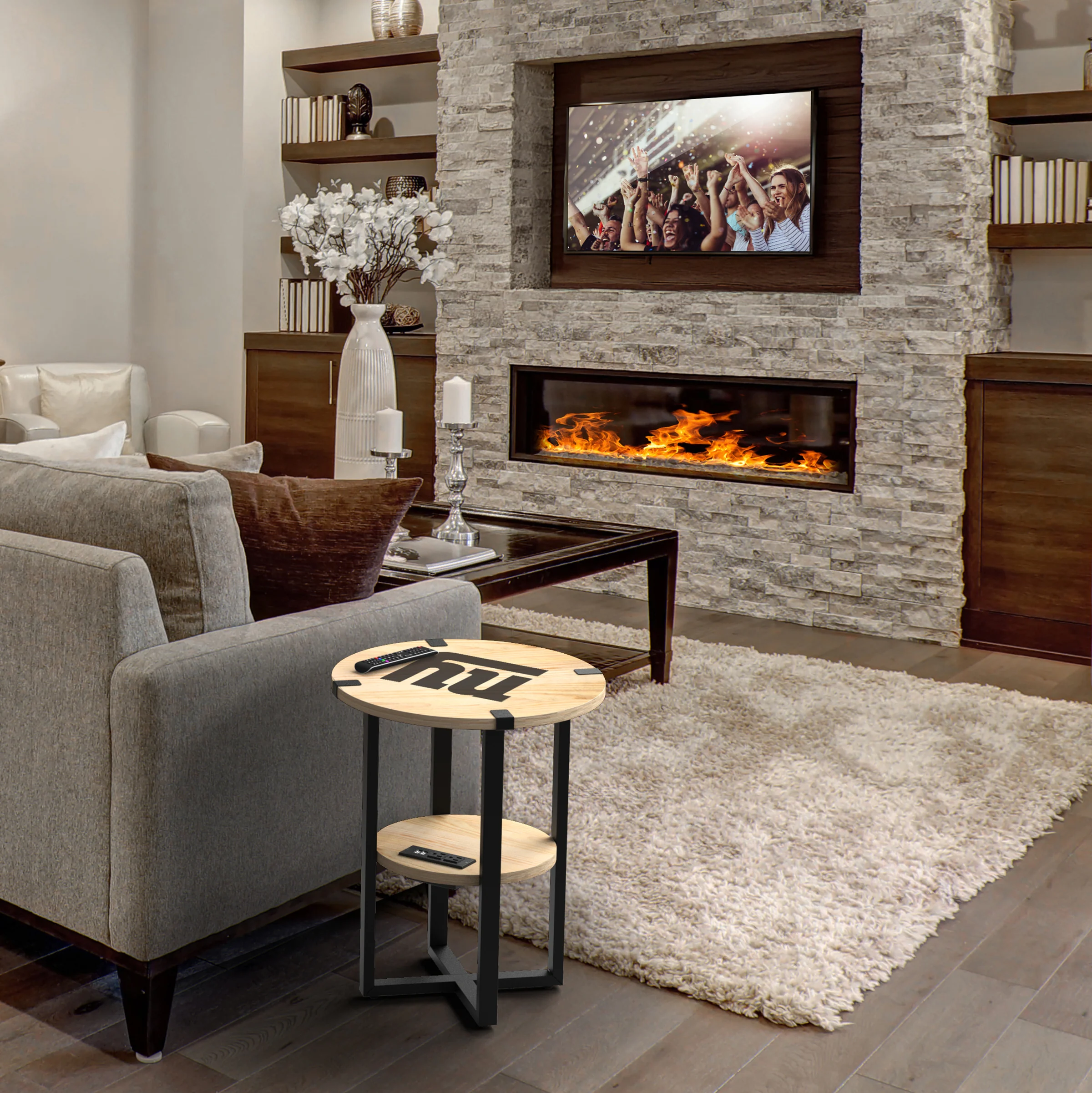 NFL Licensed Round Side Table with Charger - Image 59