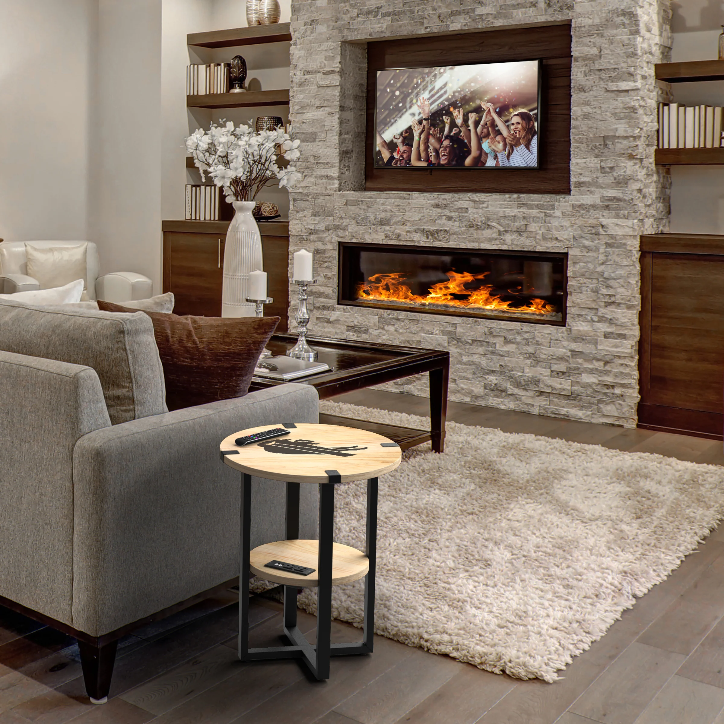 NFL Licensed Round Side Table with Charger - Image 77
