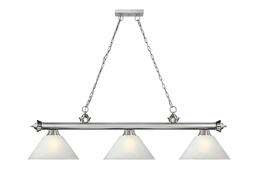 Z-Lite Cordon Brushed Nickel with White Linen Shades